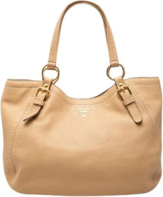 Prada Pre-owned Vintage Tote Bag - Dames - Vintage Shopper - Beige - ONE Size - Leer - Vintage