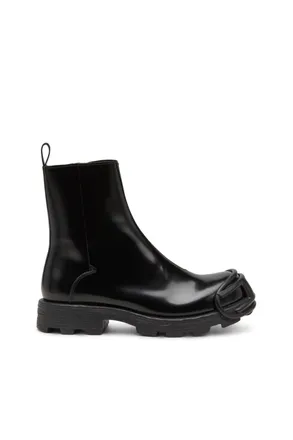 Diesel D-Hammer-Leather Chelsea boots with Oval D toe caps - Boots - Man - Black