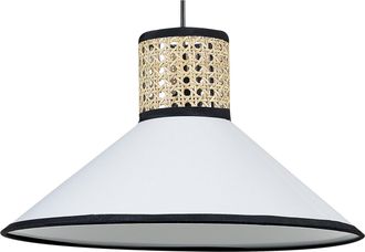 Beliani L&aacute;mpara De Techo De Poli&eacute;ster Rat&aacute;n Algod&oacute;n Natural Blanco Negro 188 Cm Mantua