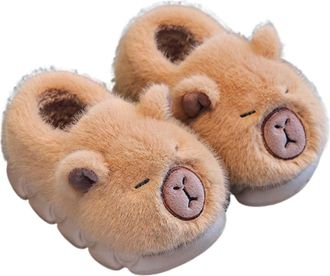 Generic Capybara Slippers, Cute Plush Animal House Shoes, Soft Warm Cozy Indoor Outdoor Winter Slippers for All Ages (Light Brown, UK, Adult, Women, 5, Numeri