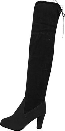 Generic Womens Elegant Heel Suede Ankle Boots Comfortable Western Vintage Half Leg Fold Over Cowboy Boots Knee High Festival Indoor Outdoor Boots, Black, 2 UK