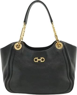 Ferragamo Pre-owned Leather Shoulder Bag - Dames - Vintage Handtas - Zwart - ONE Size - Leer - Vintage