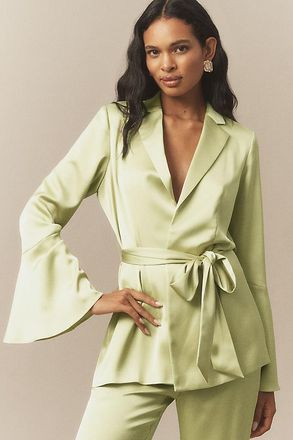 Mare Mare Satin Long-Sleeve Wrap Top