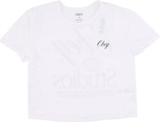 Obey Witte Cropped Chloe Tee Dames T-shirt - Dames - T-shirts - Wit - M - Katoen - Tops