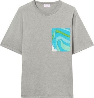 Pucci contrasting-pocket cotton T-shirt - women - Cotton - S - Grey