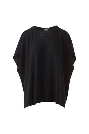 Kinross Cashmere Crystal Vee Popover in Black at Nordstrom