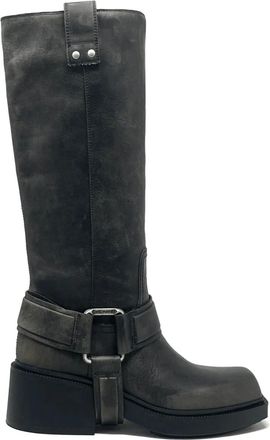 Vic Matié buckle-strap leather boots - women - Leather/Leather/Rubber - 40 - Grey