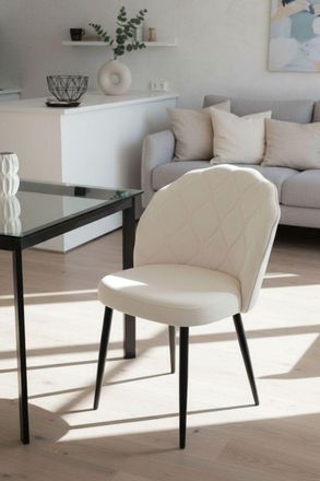 Regalos Miguel Sillas Comedor - Silla Mirei Black Terciopelo - Beige