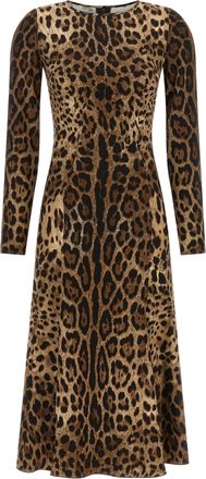 Dolce & Gabbana Brown Viscose Midi Womens Dress