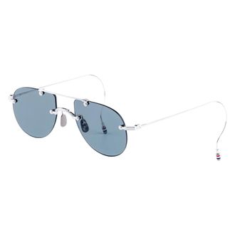 Thom Browne Titanium Rimless Aviator Zonnebril - unisex - Accessoires - Blauw - Maat: 52 MM