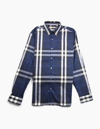 Burberry Mens Burberry Nelson Long Sleeve Shirt Navy - Size: 38/Regular