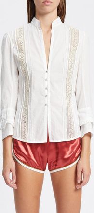 Ann Demeulemeester Lidy Open Front Shirt With Lace Ribbons