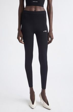 Balenciaga Sporty Athletic Sweater Knit Leggings in 1000 Black at Nordstrom, Size X-Large