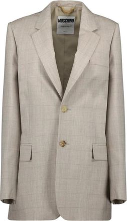 Moschino Geruite Blazer Lente-Zomer 2025 Vrouw - Heren - Blazers - Beige - 2XS - Wol - Jassen