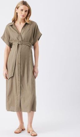Ripe Amy Linen Nursing Shirt Dress in Olive at Nordstrom, Size X-Small Au