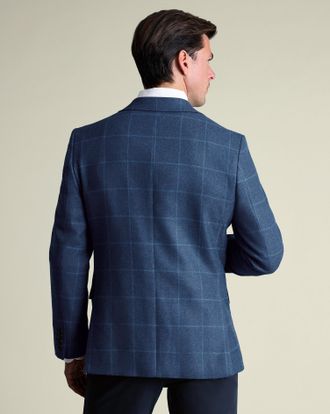 CHARLES TYRWHITT Wool Texture Checkered Jacket - Indigo Blue Size 36R by Charles Tyrwhitt