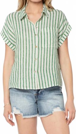 Velvet Heart Kirsty Short Sleeve Shirt In Green Foliage Stripe