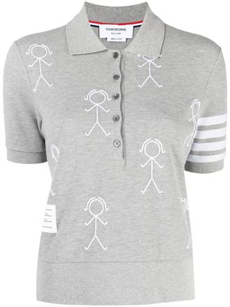 Thom Browne Poloshirt met print - Grijs