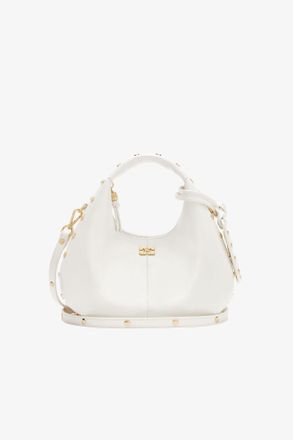 Ganni White Mini Hobo Bag Studs in