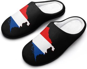 Generic U.S. State Flag Mens Soft Cotton Slippers with Memory Foam Anti-skid House Shoes for Travel Indoor Outdoor