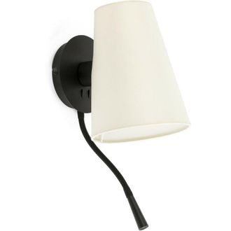Faro Barcelona Lupe Lampara Da Parete con lettore nero/beige