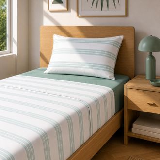 KASANOVA Completo letto singolo righe acqua cotone