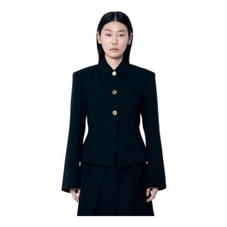 Ganni Dames, Jassen, Zwart, Maat: M Poliester