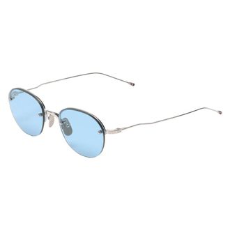 Thom Browne Titanium Semi-Rimless Oval Zonnebril - unisex - Accessoires - Blauw - Maat: 52 MM