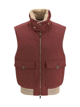 Brunello Cucinelli Mens Wool Padded Vest Lava Outer: (ovis Aries) Blazers Jacket