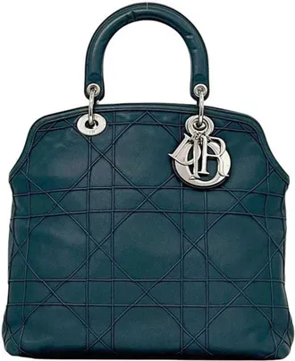 Dior Green Blue Green Leather Handbag Tote Bag (Pre-Owned)