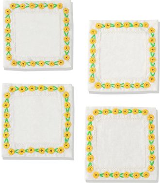 Tiramisu Set Of 4 Mirasol Beaded Linen Cocktail Napkins