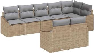 vidaXL Garden Sofa Set 8 pcs Beige and Light Grey Poly Rattan vidaXL