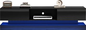 STILVORA Mueble Tv Con 2 Cajones Y Led Controlado Por App, Negro Brillo, 160&times;35&times;40,5 Cm, De Tablero De Part&iacute;culas