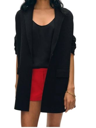 White + Warren Superfine Organic Cotton Knit Blazer In Black