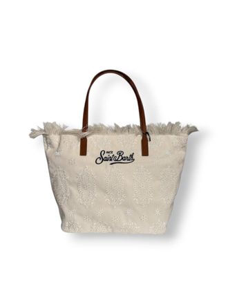 MC2 Saint Barth Intricately Embroidered Medium Tote Bag With Fringed Edge