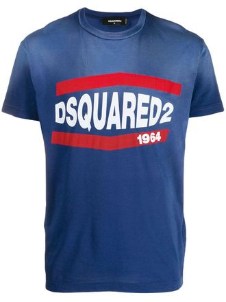 Dsquared2 logo stamp T-shirt - men - Cotton - M - Blue