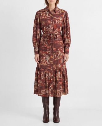 Alemais Ezra Graphic-Print Silk Midi Chemisier Dress