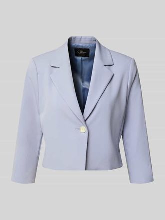 s.Oliver Black Label Regular Fit Kurzblazer mit 1-Knopf-Verschluss in Rauchblau, Gr&ouml;&szlig;e 38