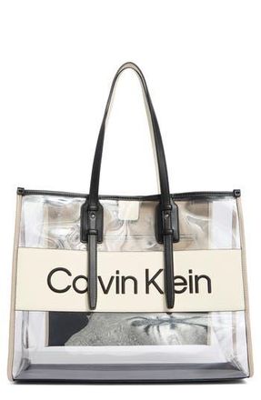Calvin Klein Modern Essentials Clear Tote in Natural/Black Multi at Nordstrom Rack