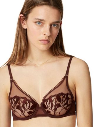 Maison Lejaby Womens 19133 Sin Underwired Full Cup Bra - Brown - Size 38E