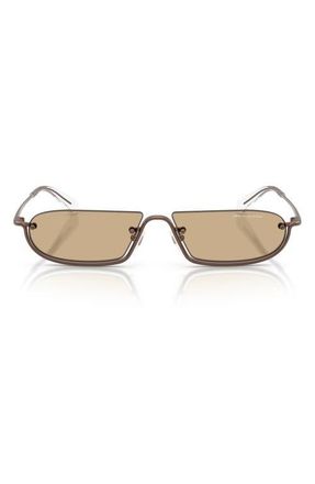 A|X Armani Exchange 58mm Irregular Semi Rimless Sunglasses in Matte Bronze /Dark Brown at Nordstrom