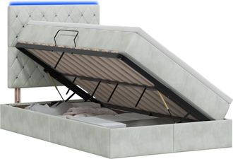vidaXL Cama De Almacenamiento Led Con Colch&oacute;n Gris Claro 120 X 200 Cm Vidaxl