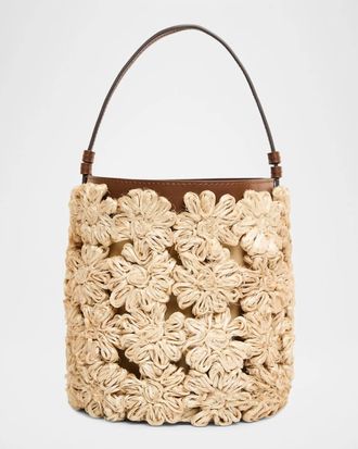 Poolside Womens The Ravello Floral Bucket In Beige