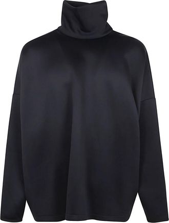 Fear of God Zwarte Split High Neck Top met Lange Mouwen - Heren - Coltruien - Zwart - M - Katoen - Truien & Vesten