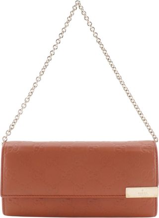 Gucci Orange Leather Chain/Shoulder Wallet (Pre-Owned)