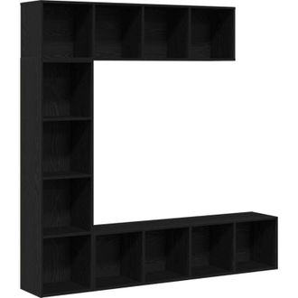 vidaXL Book Cabinet 3 pcs Black Oak 36 x 30 x 143 cm Engineered Wood Vidaxl