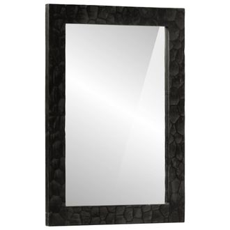 vidaXL Espejo De Ba&ntilde;o Madera Maciza Mango Y Vidrio Negro 50x70x2,5 Cm Vidaxl