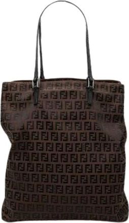 Fendi Pre-owned Tote Bags, female, Brown, Size: ONE SIZE Pre-owned Canvas Tote Bag