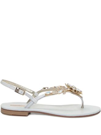 Emanuela Caruso Capri crystal-embellished sandals - women - Nappa Leather/Nappa Leather/Leather - 41 - White