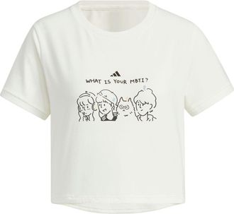 adidas (WMNS) adidas Graphic Crop T-Shirt Asia Sizing White Black JN6663
